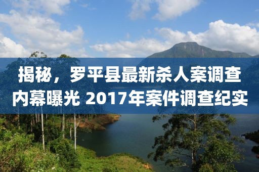 揭秘，羅平縣最新殺人案調(diào)查內(nèi)幕曝光 2017年案件調(diào)查紀實