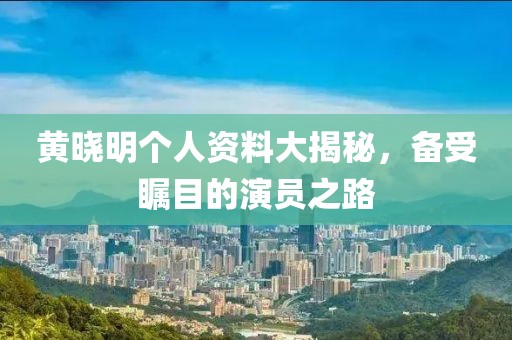 黃曉明個人資料大揭秘，備受矚目的演員之路