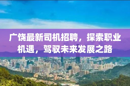 廣饒最新司機(jī)招聘，探索職業(yè)機(jī)遇，駕馭未來發(fā)展之路