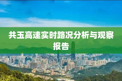 共玉高速實(shí)時路況分析與觀察報告
