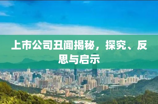 上市公司丑聞揭秘，探究、反思與啟示